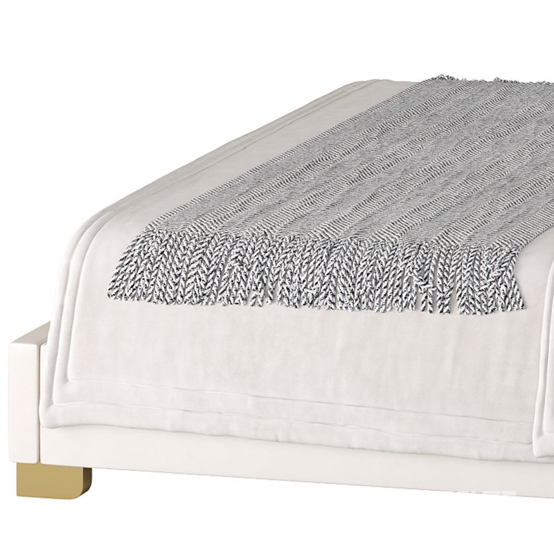 Elegant Beige Upholstered Modern Headboard Bed Image 16