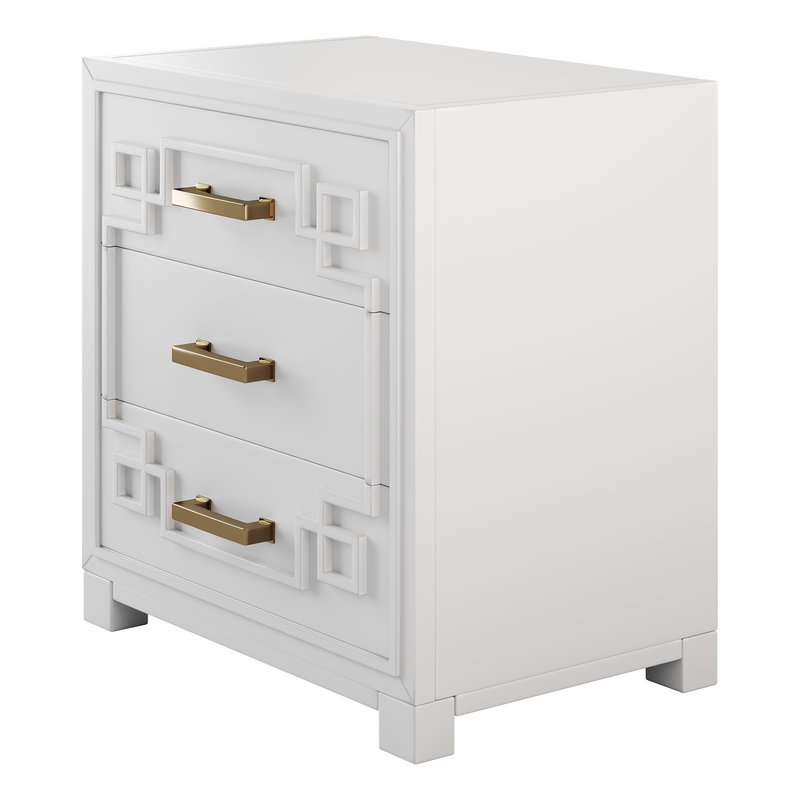 SAFAVIEH Raina Three Drawer Greek Key Night Stand Black Image 15