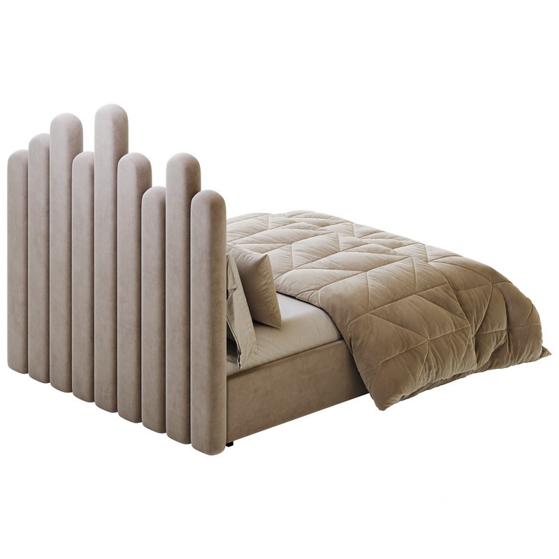 Light Wood Upholstered Panel Modern Bed Image 15