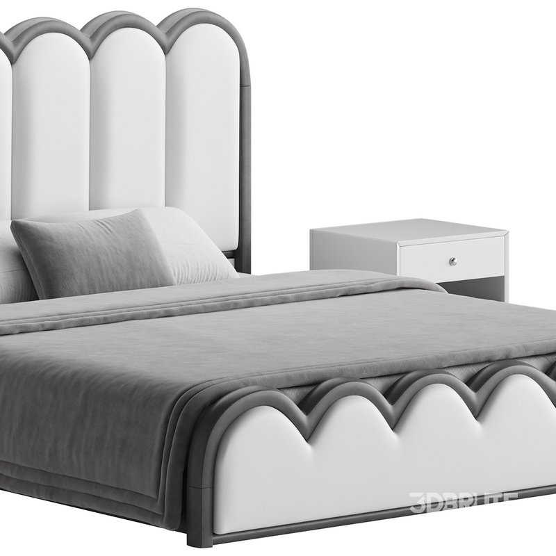 White Genuine Leather Upholstered Modern Panel Bed Image 15