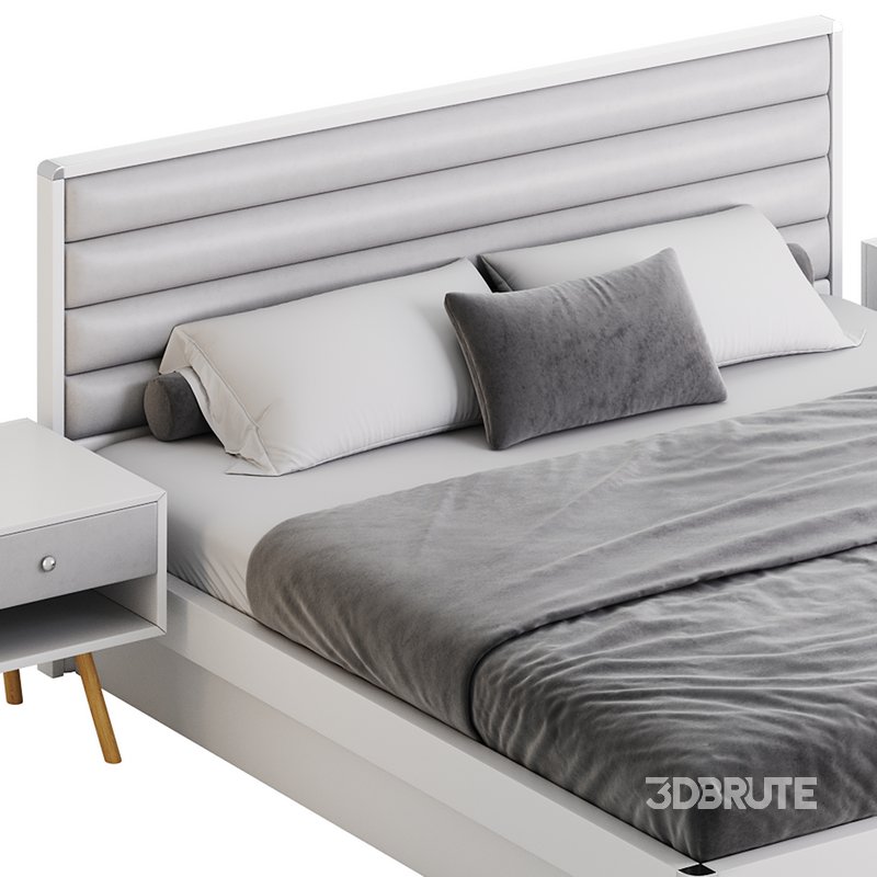 Grey Rectangular Headboard Standard Bed Image 16