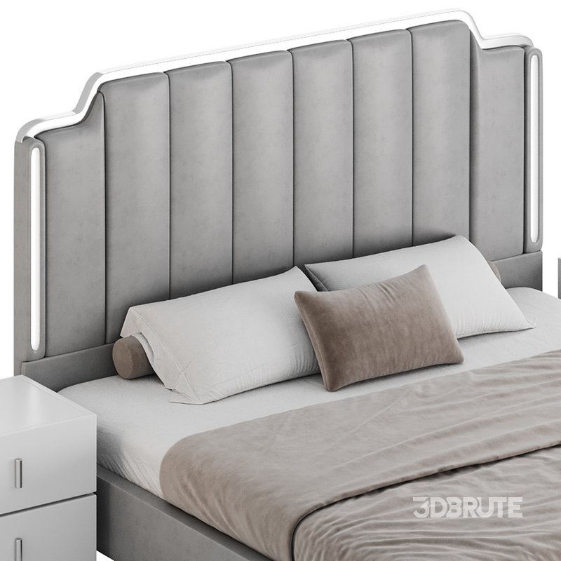 Glam Beige Upholstered Bed Image 16