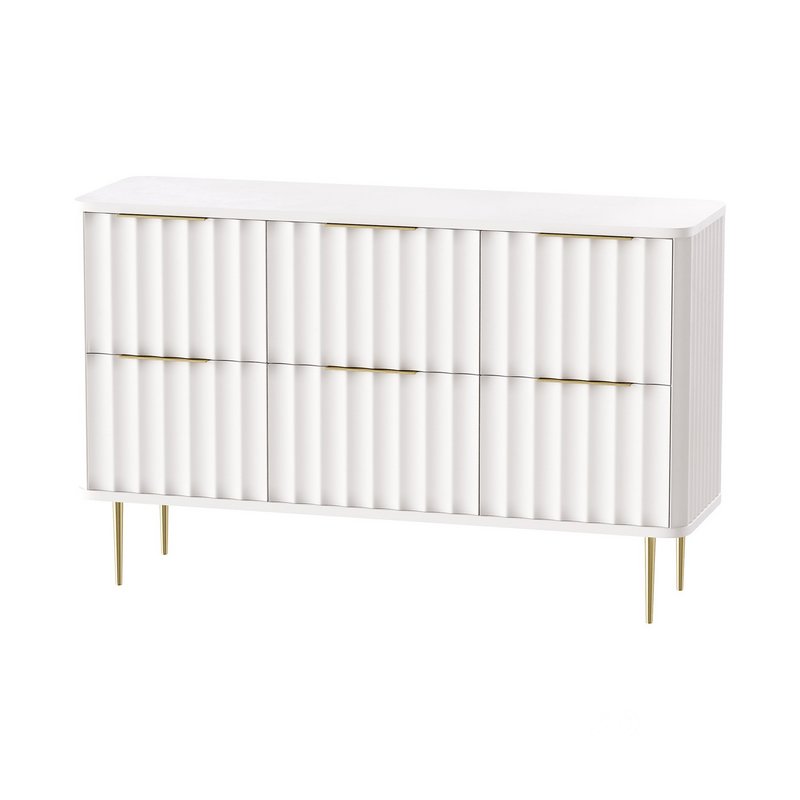 White Bedroom Dresser for Storage in Gold Image 1