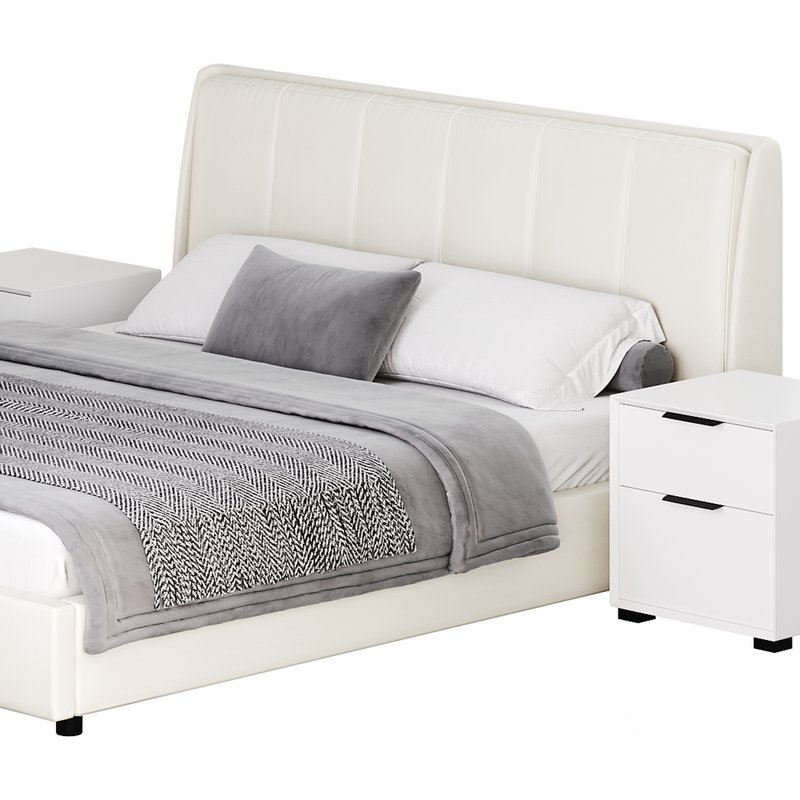 Gray Wingback Upholstered Headboard Bed Image 16