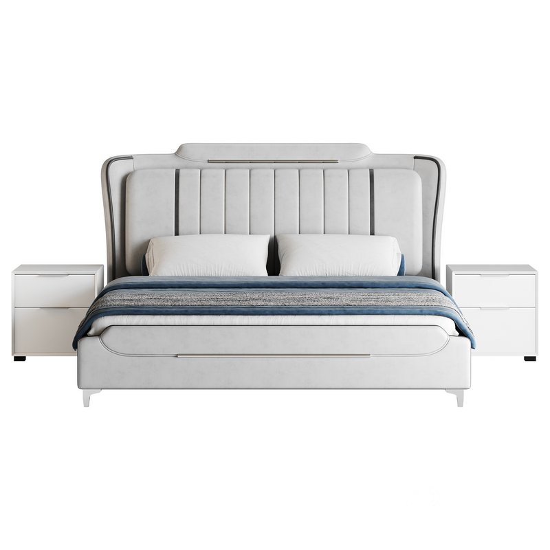 Queen Size Upholstered Headboard Bed Image 14