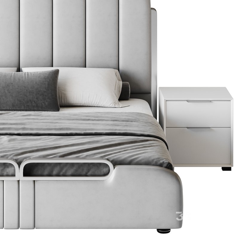 Upholstered Headboard Bed Frame Modern Panel Bed I Image 13