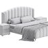 Glamorous Beige Upholstered Wingback Bed - Thumbnail 16