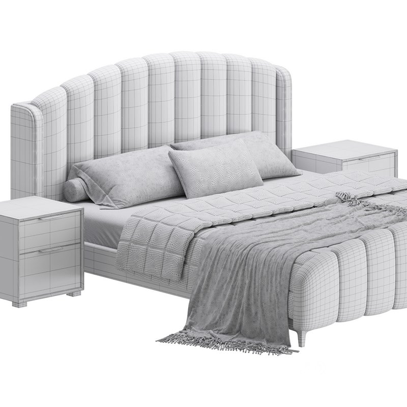 Glamorous Beige Upholstered Wingback Bed Image 16