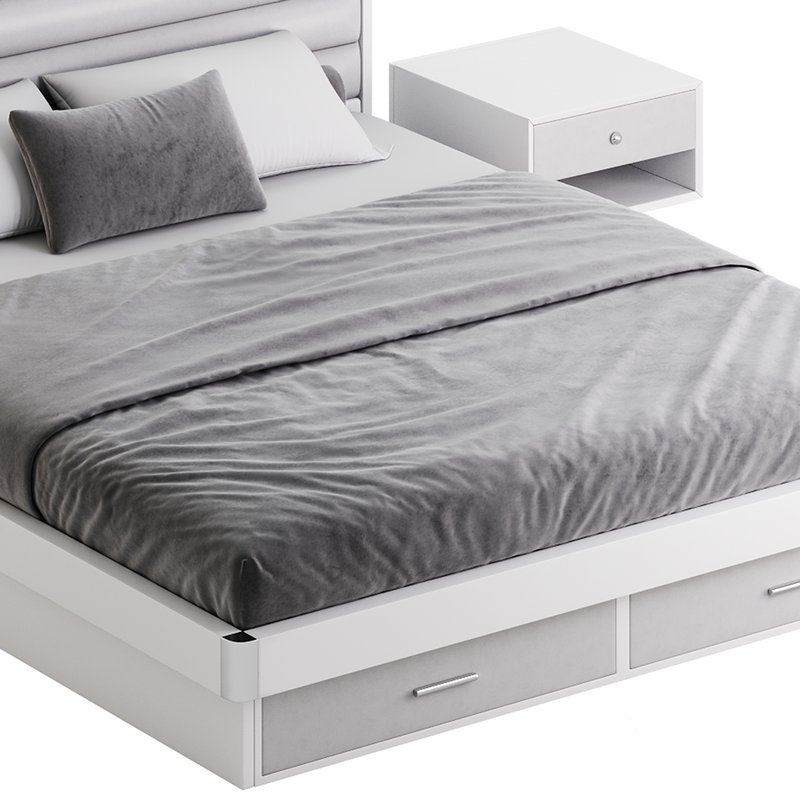 Grey Rectangular Headboard Standard Bed Image 17