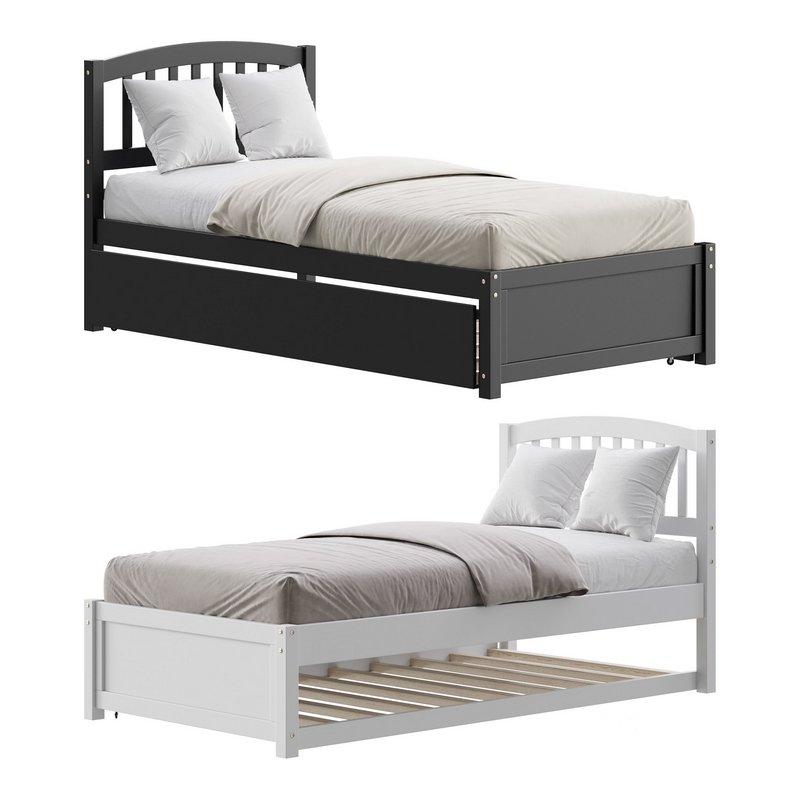 Twin Size Platform Bed Wood Bed Image 1