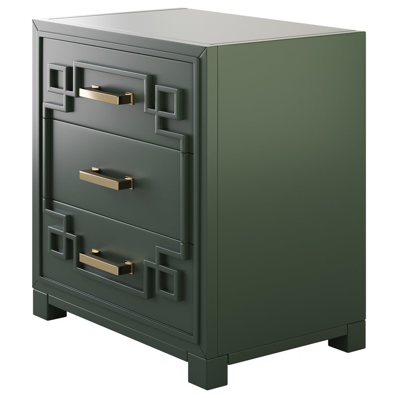 SAFAVIEH Raina Three Drawer Greek Key Night Stand Black Image 16