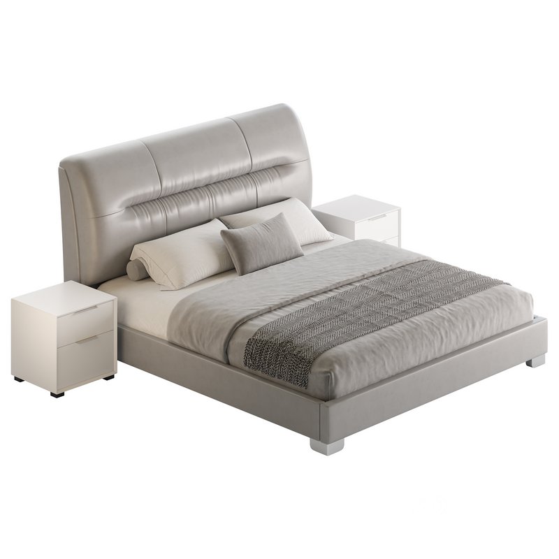 Elegant Beige Upholstered Modern Headboard Bed Image 15