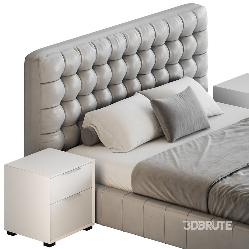 White Upholstered Panel Bed Image 16