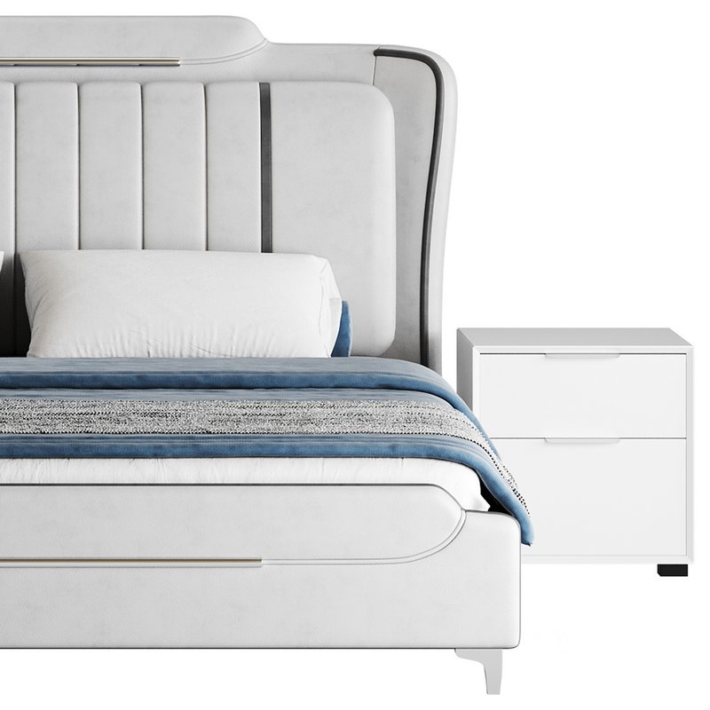 Queen Size Upholstered Headboard Bed Image 15