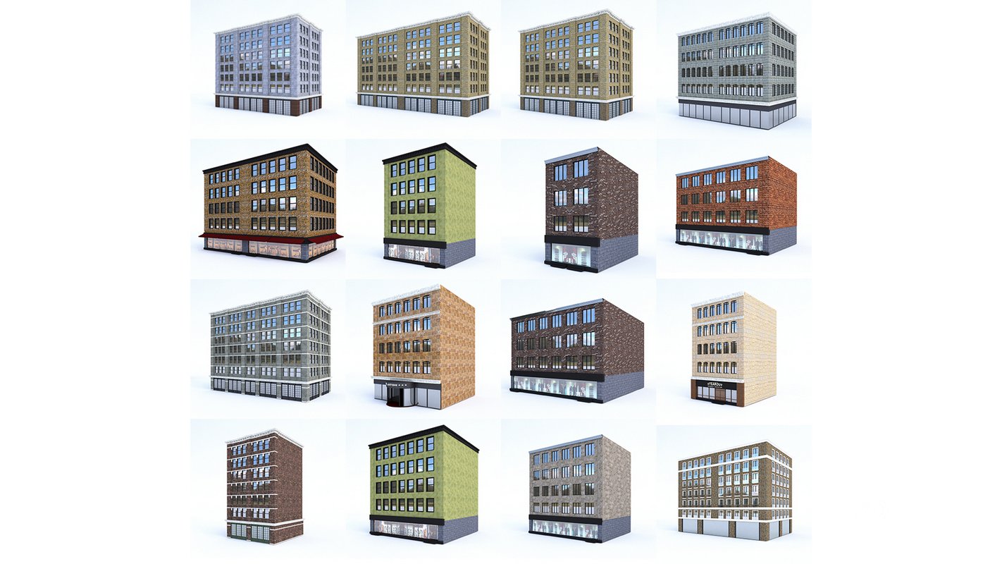 3D Buildings City Set model Image 1