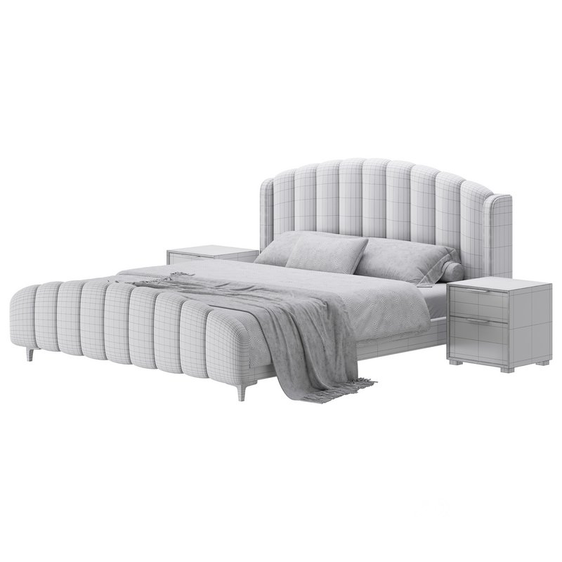Glamorous Beige Upholstered Wingback Bed Image 17