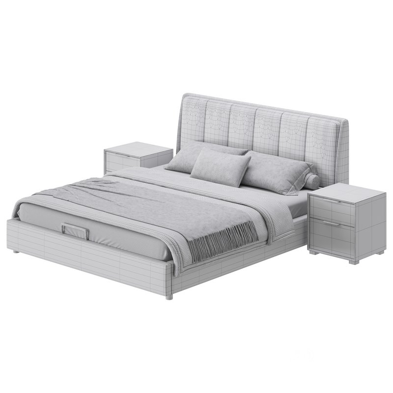 Gray Wingback Upholstered Headboard Bed Image 17