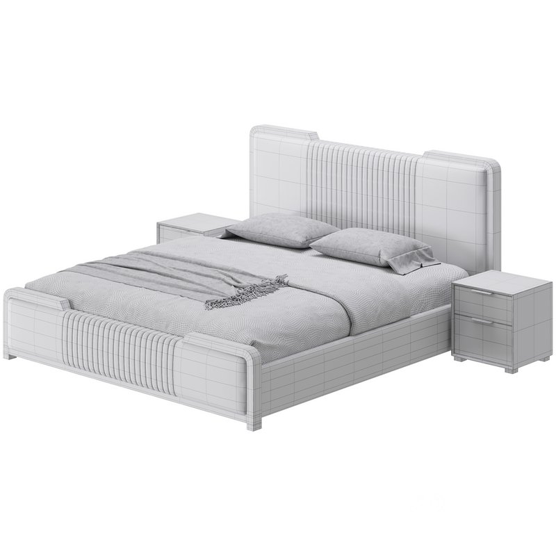 Glamorous White Wood Upholstered Bed I Image 17