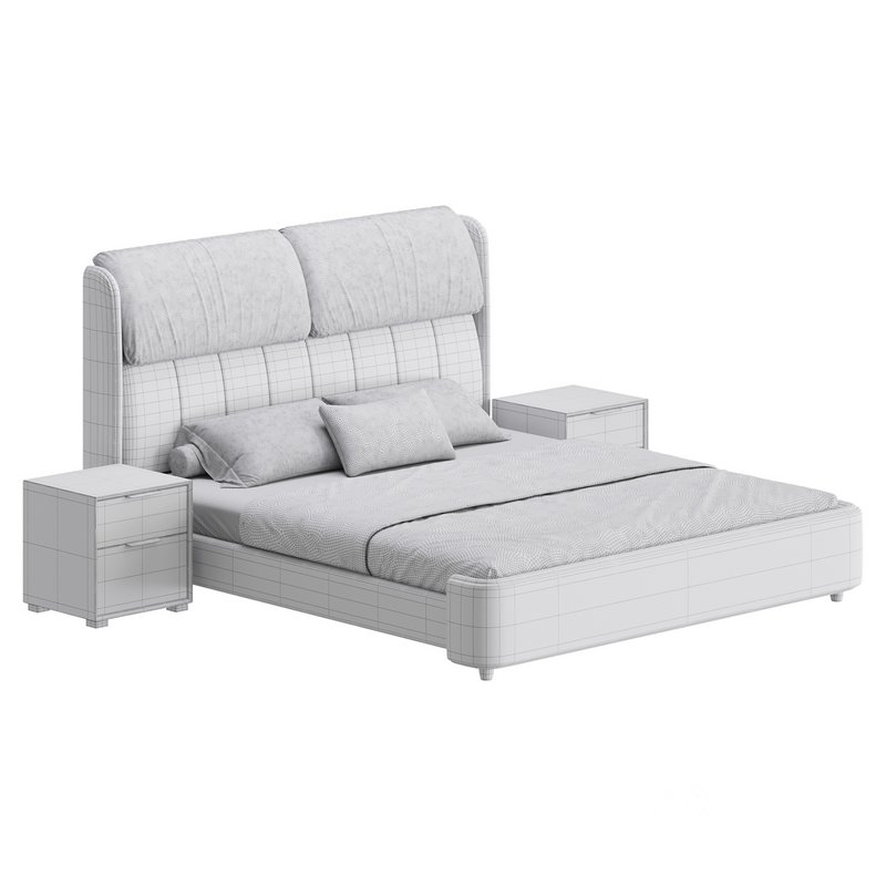 Elegant White Pine Wood Panel Bed Image 17