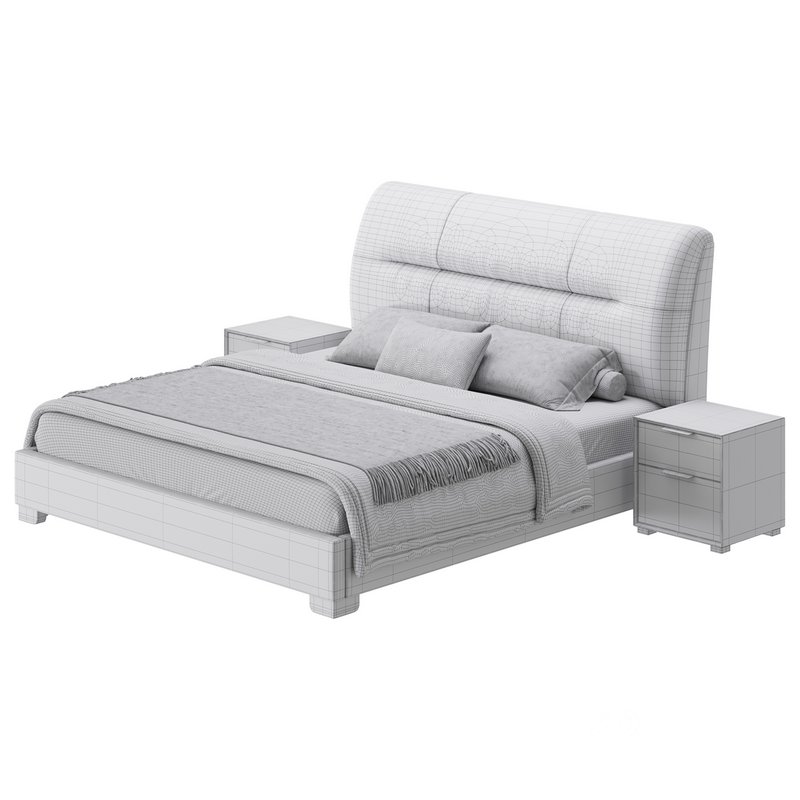 Elegant Beige Upholstered Modern Headboard Bed Image 18