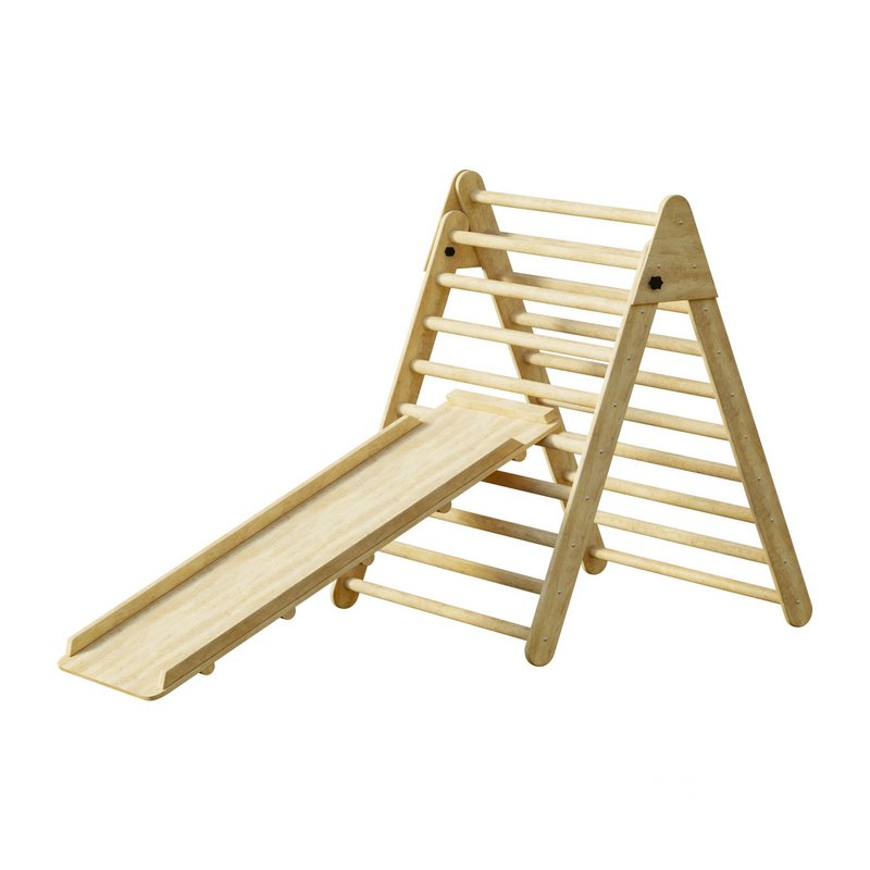 Childrens wooden pikler exercise machine with weight Varnish Image 1