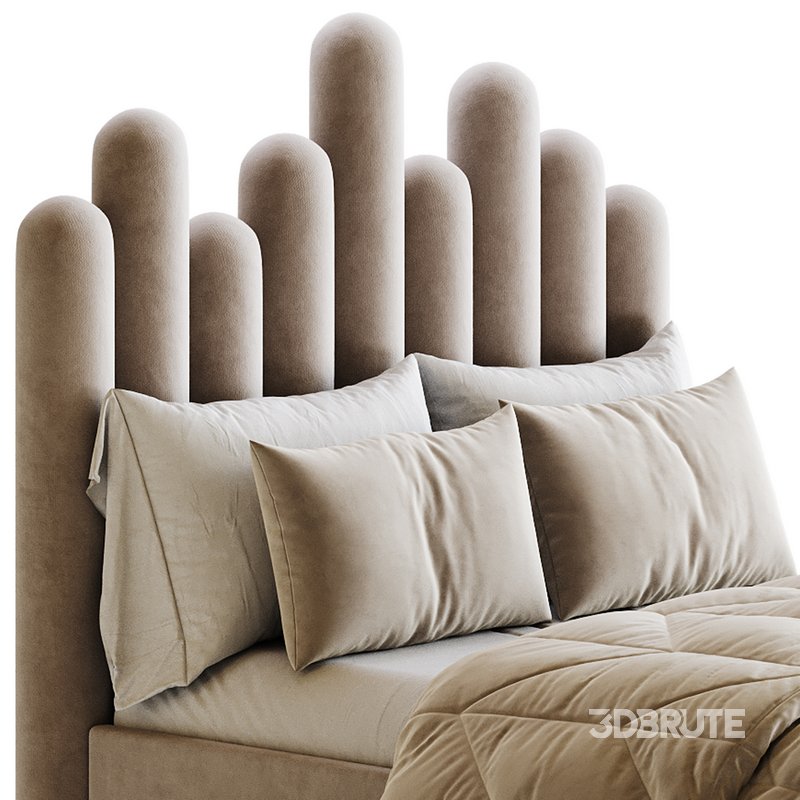 Light Wood Upholstered Panel Modern Bed Image 18