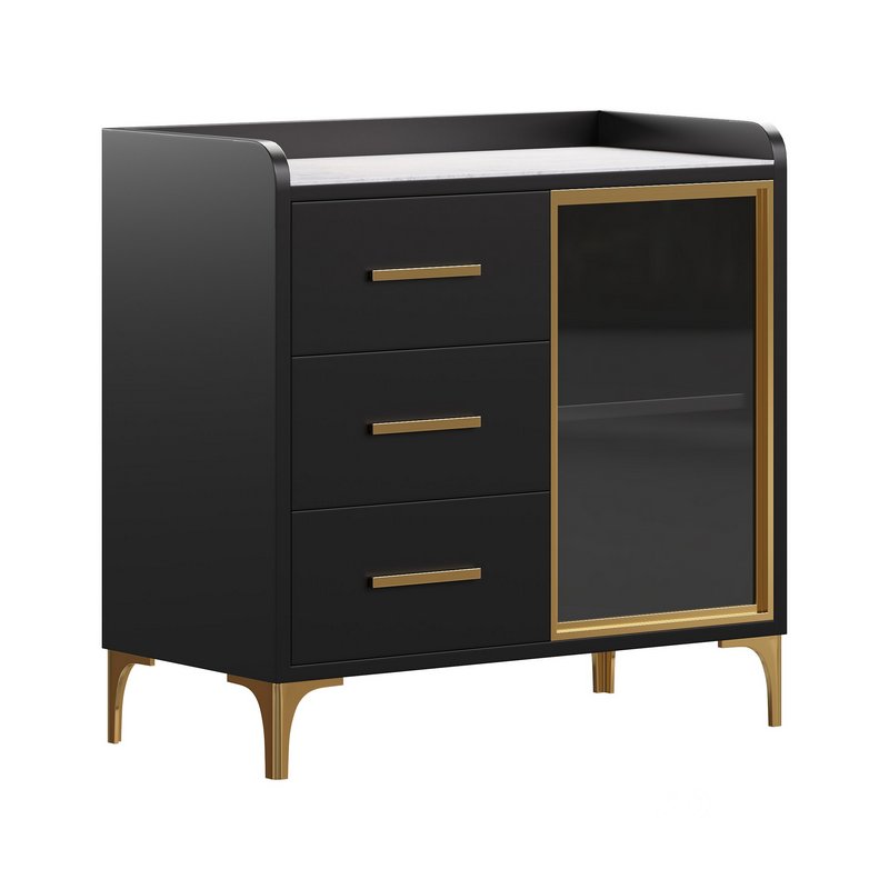 Modern Glass Door Wood Sideboard 2 Image 1