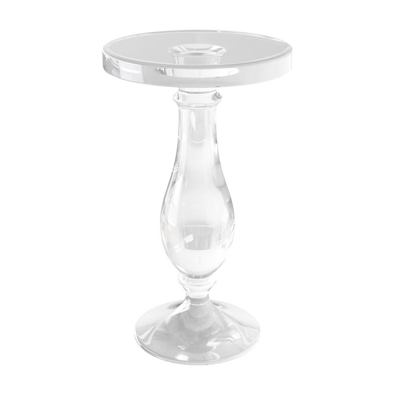 Modern Acrylic Clear Round End Table with Pedestal Image 1