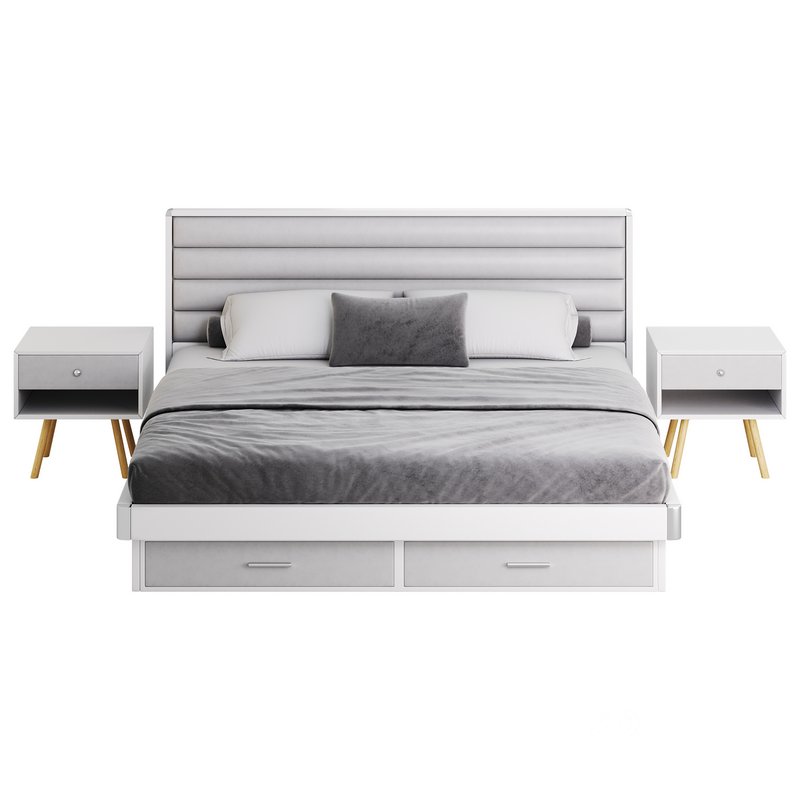 Grey Rectangular Headboard Standard Bed Image 15