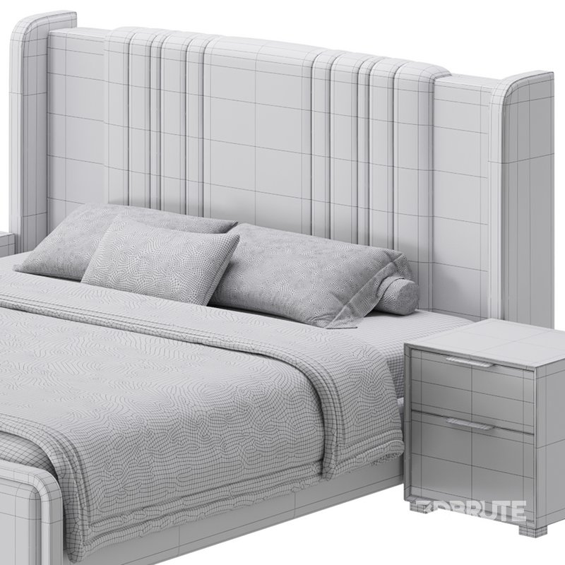 Glamorous White Upholstered Wingback Bed I Image 18