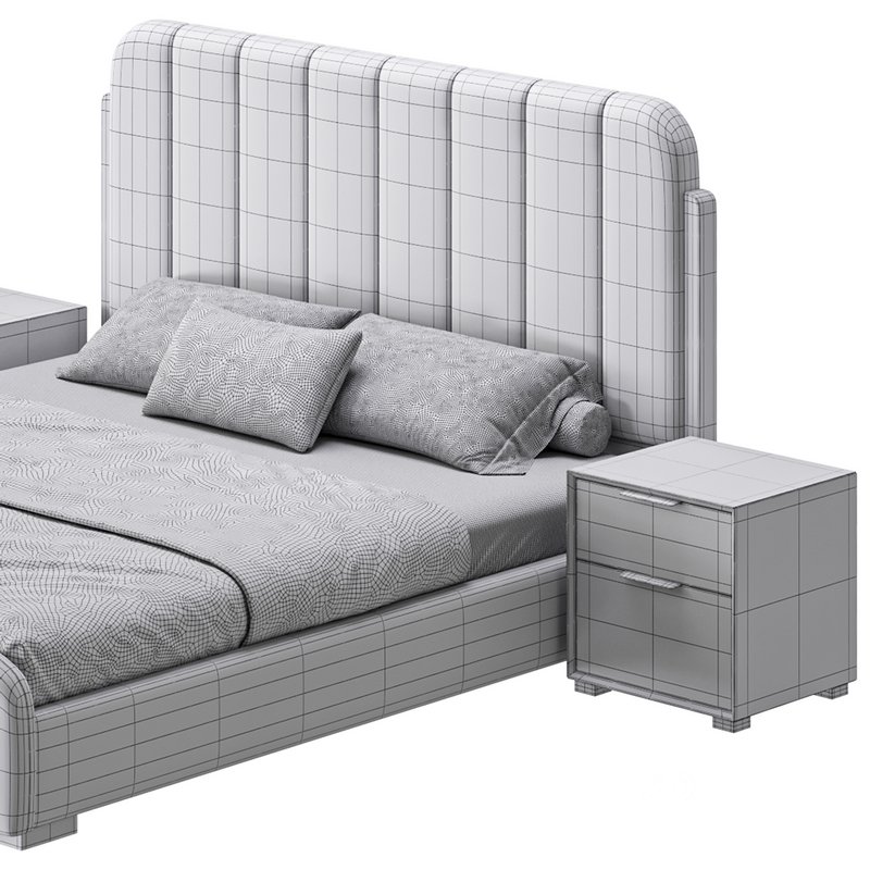 Upholstered Headboard Bed Frame Modern Panel Bed I Image 18