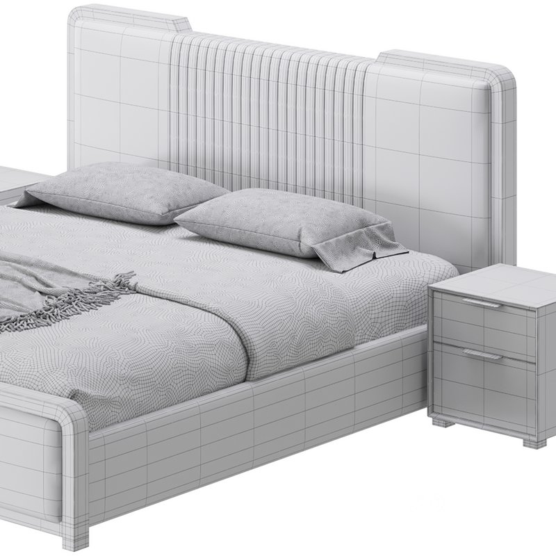 Glamorous White Wood Upholstered Bed I Image 16