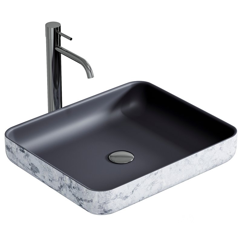 Countertop Washbasin NT2524 of mineral cast Pure acrylic – Matt Concrete Effect Image 4