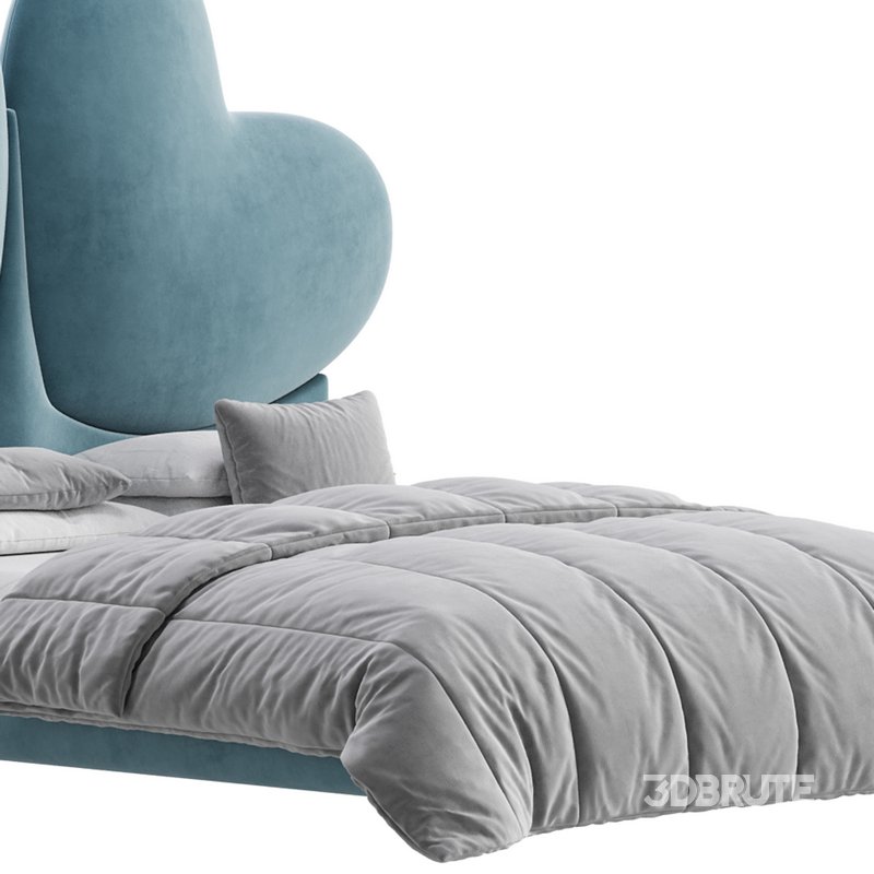 Elegant Blue Pine Wood Upholstered Panel Bed Image 18