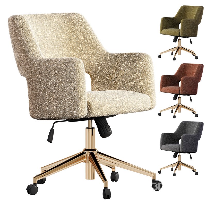 Boucle Upholstered Office Desk Chair Image 1