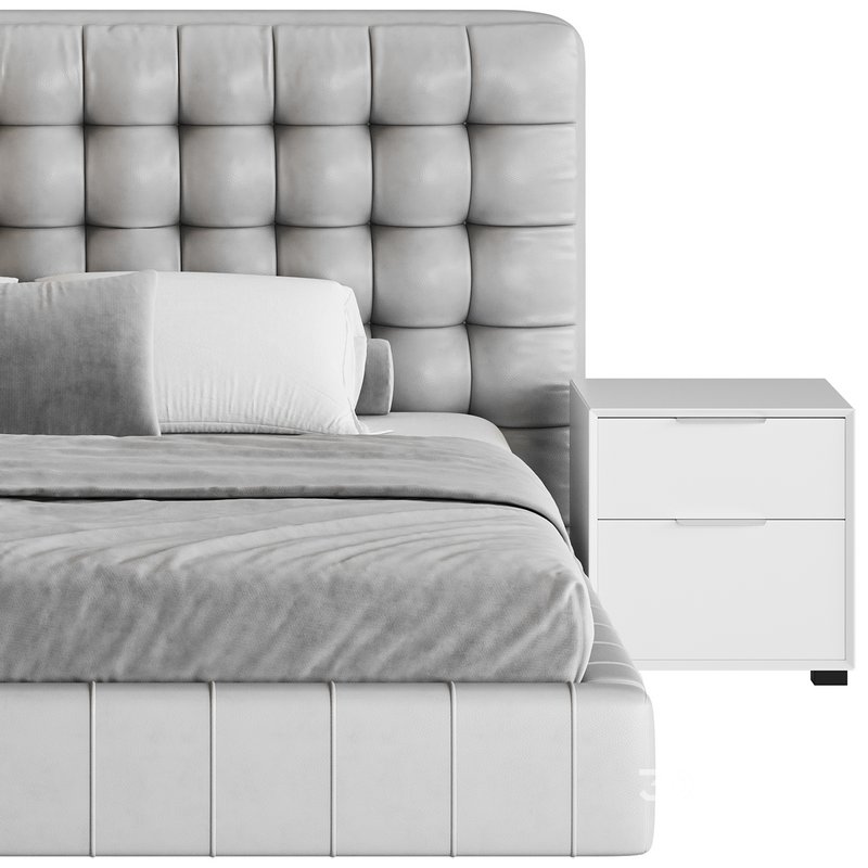 White Upholstered Panel Bed Image 19