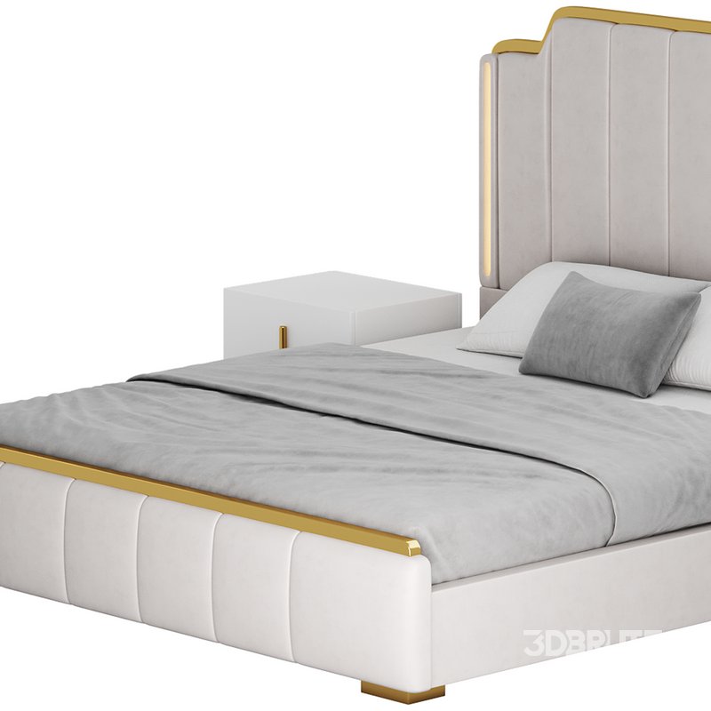 Glam Beige Upholstered Bed Image 18