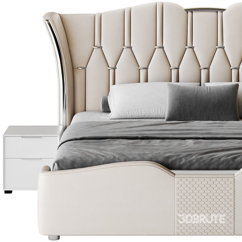 Modern Off-White Upholstered Tufted King Bed Image 18