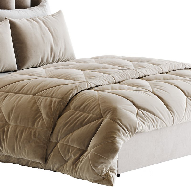 Light Wood Upholstered Panel Modern Bed Image 17