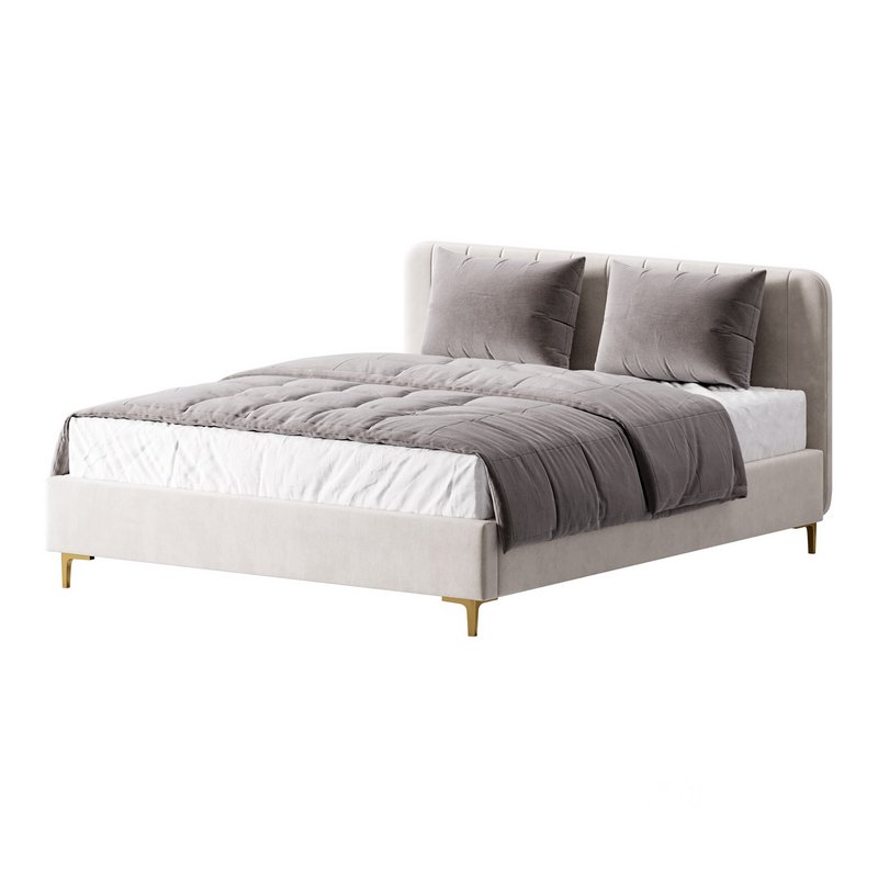 White Faux Leather Upholstered Modern Bed Image 1