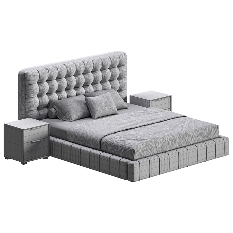 White Upholstered Panel Bed Image 18