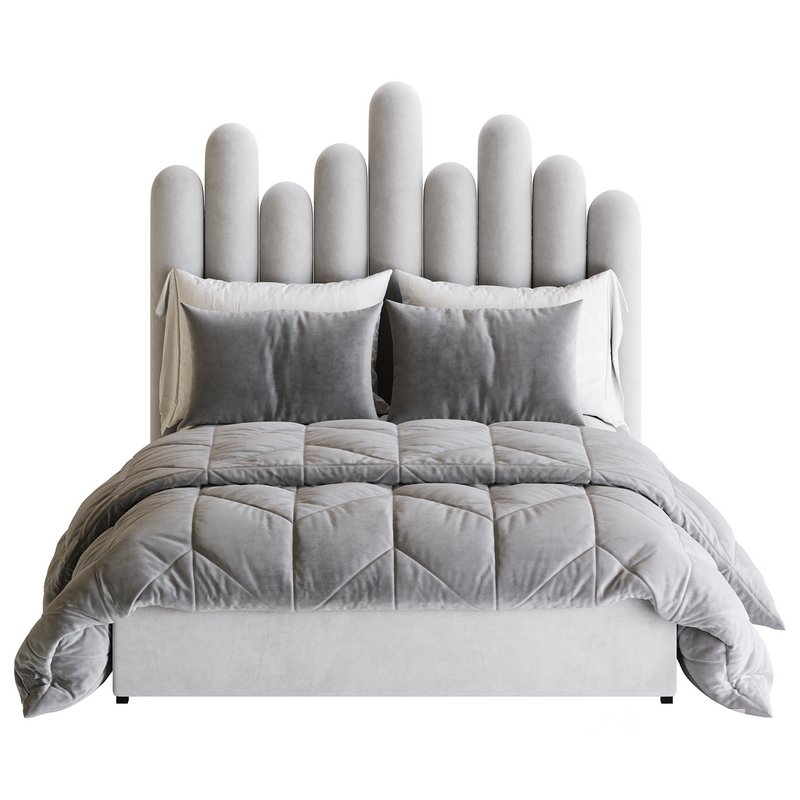 Light Wood Upholstered Panel Modern Bed Image 19