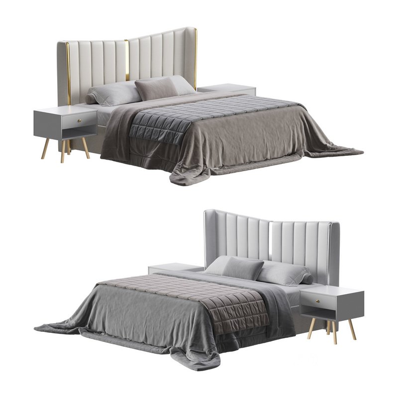 Modern Beige King Size Bed Image 1