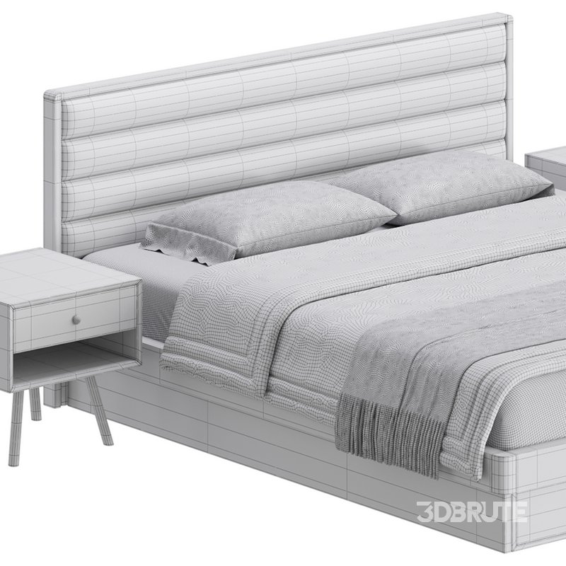 Grey Rectangular Headboard Standard Bed Image 20