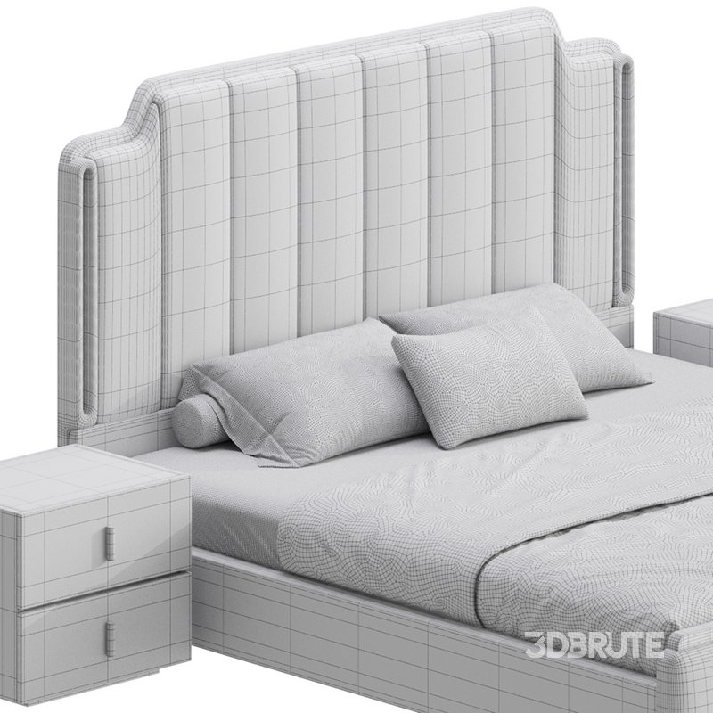Glam Beige Upholstered Bed Image 20