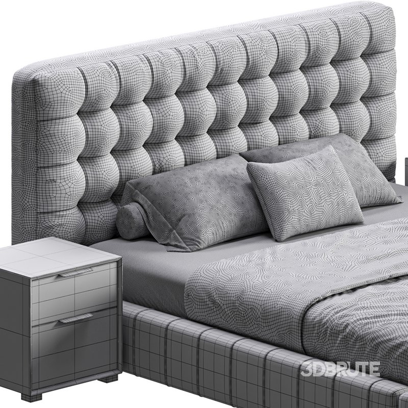 White Upholstered Panel Bed Image 20