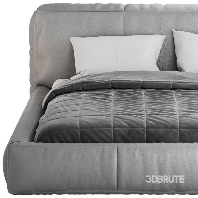 Icnoyotl suede fabric rectangular headboard modern bed I Image 20