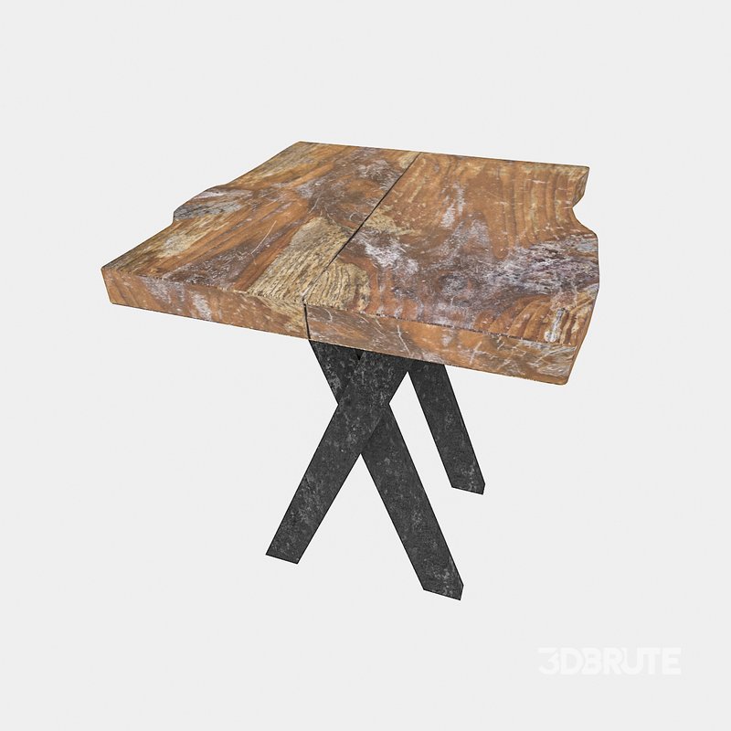 3D model natural wood bistro table 3D model Image 3