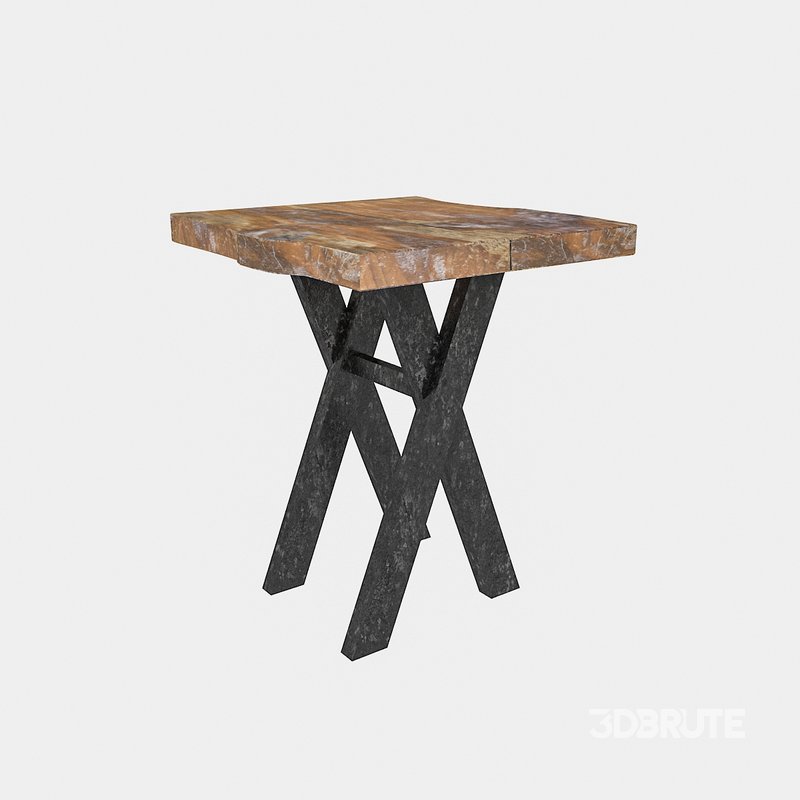 3D model natural wood bistro table 3D model Image 1