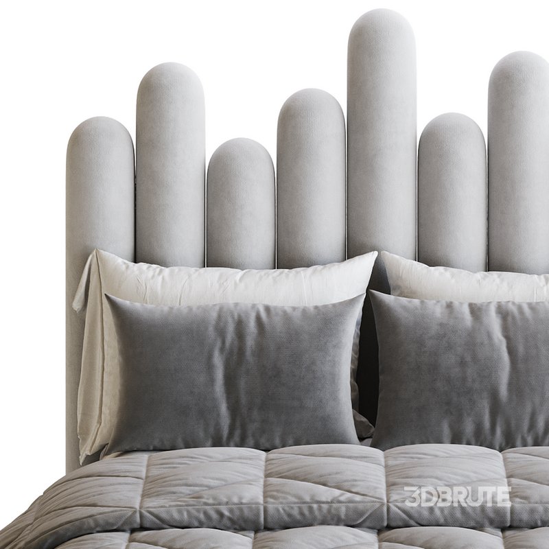 Light Wood Upholstered Panel Modern Bed Image 20